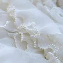 1 Yard Black & White Stretchy Ruched Faux Pearl Lace Trim, Apparel & Bag Decorative Accessory - Multicolor - View 2