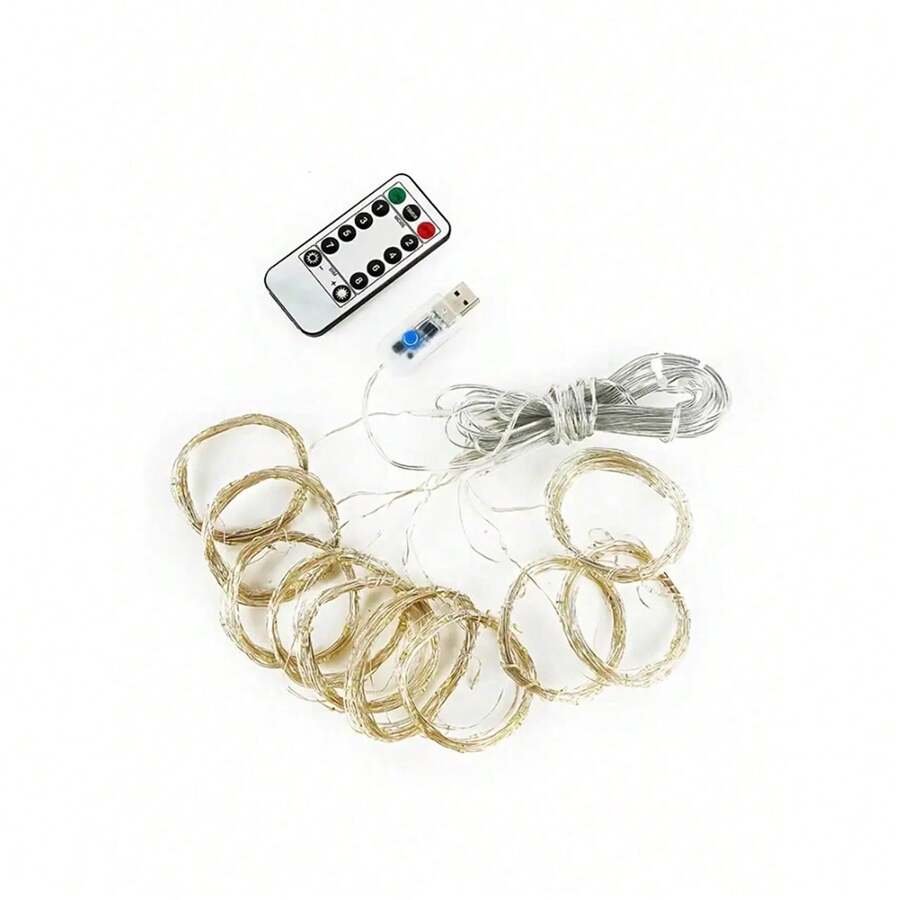 1pc Remote Control Copper Wire String 3 * 3m 300 LED Lights, Curtain Lights, Stage Lights, USB ...