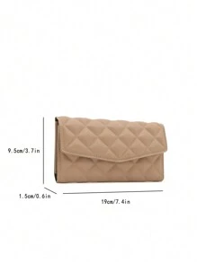 HELLO WEEKEND 1pc Mini Quilted PU Bifold With Flap Cover Fashionable & Compact Suitable For Daily Use And As Gift For Women Wallet Purse Wallet Long Wallet