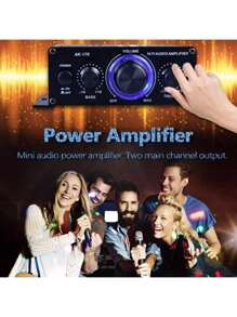 Mini amplificador de potencia de audio P /auto Amplificador de potencia de alta fidelidad de 2 canales para el hogar y el automóvil Amplificador de potencia de audio estéreo de alta fidelidad de 200 W + 200 W Amplificador de potencia de doble canal 125 x 75 x 40 mm - Negro - Ver 7