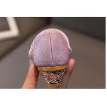 Zapatos de princesa con lazo de cristal para niñas, tacones altos, nuevo estilo, zapatos de cristal para actuaciones, modelo de vestido, desfile, zapatos de princesa con lazo - Rosa - Ver 3