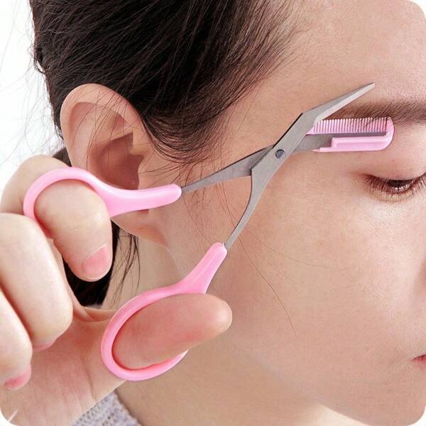 Tijeras profesionales para cejas con peine para cejas, ideal para principiantes y dar forma a las cejas, recortador de cejas para mujeres