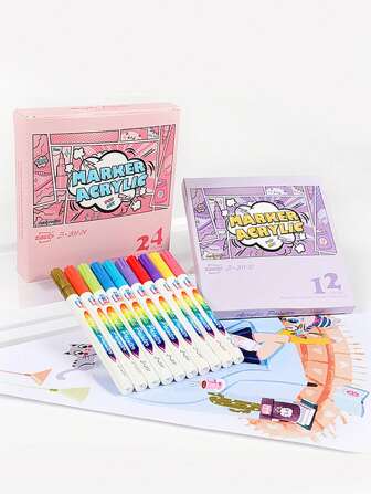 GuangNa 12/24/36/48/60/72/84/96/120 Farben runde Spitze 2.0 Marker - Mehrfarbig optional, keine Verwischung, geeignet für Schule und Kunst, Schulanfang Schreibwaren als Geschenk für Freunde, Geschenke für den Schulstart