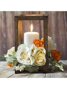 1/2/3pcs Rustic Wooden Candle Lantern / Wooden / Integrated Candle Holders & Wreaths / Home Decor / Wedding & Valentine's Day - Apricot - View 6