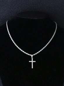 2 件或 1 件简约不锈钢十字链项链，休闲日常佩戴，约会，派对，生日，圣诞节，新年，情人节节日礼物 - 彩色 - 查看 14