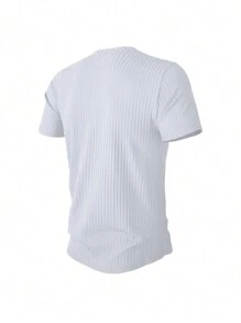 Camiseta de cuello redondo de secado rápido para hombre de verano, adecuada para ocio al aire libre, deportes, correr, entrenamiento en el gimnasio, camiseta de manga corta, blanca
