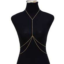 1pc Gold And Silver European And American Accessories Women's Double-Layer Fashionable Alloy Electroplated Body Chain Integrated Chain Body Chain Jewelry Sexy Lingerie Accessories