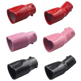 2.5in/63mm Car Modification Exhaust Throat Single Outlet Heart-Shaped Stainless Steel Exhaust Tip Muffler Tail Pipe Car Exterior Accessory