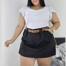Short Saia  feminina Alfaiataria com bolso e Cinto PLUS SIZE  do 36  ate 52  várias cores 2025
