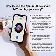 1件客製化NFC照片包飾吊飾鑰匙圈，迷你CD專輯標籤鑰匙圈，互動式NFC音樂鑰匙圈，適合音樂愛好者，代碼禮物，數位紀念品 - 彩色 - 查看 8