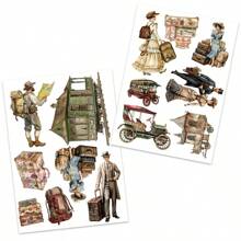 JAI IMAN 81-102pcs Art Paper Sticker Set Circus And Middle Ages Theme With Adventures,Tourist, Clown, Circus Tent Patterns, Suitble For Holiday Decor, Scrapbooking, Gifts, For Bottle Decoration, Greeting Card, Postcard Decorations, Album Decor.
