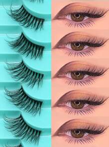 GROINNEYA 10 对半睫毛自然纤细假睫毛 3D 蓬松仿貂毛睫毛纤细猫眼睫毛化妆条睫毛、睫毛、睫毛、假睫毛 - 眼尾拉長款 - 查看 17