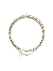 1Pc Chunky Necklace With An Extra-Long Tapered Pendant, A Diamond Circle Pendant Necklace, A Snake Bone Necklace, Fashionable And Advanced, Simple And Generous, Suitable For Ladies To Wear On Important Occasions. - Gold - View 2