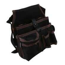 1PC Heavy-Duty Black Electrician Tool Pouch - Multifunctional Design With Waterproof Material, Adjustable Strap , And Comprehensive Handyman Toolkit - Stylish Waist Bag For Multi-Pocket Design For Seamless Storage & Easy Access Storage