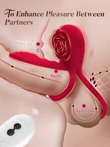 Vibrating Cock Ring Penis Sleeve With Rose Clitoral Stimulator, Remote Control Penis Ring Vibrator Couples Adult Sex Toys For Men Women, Male Female Couple Sex Toy With G Spot Clitoris Vibrator