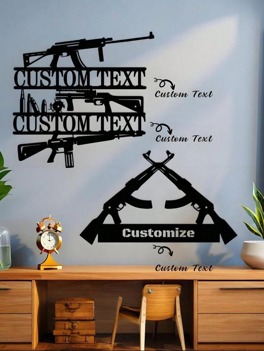 1 Piece Of Customized Personalized Rifle Wall Art, Customizable Hunting Date Metal Rifle Mural, Outdoor Cabin Decoration, NRA Supporter Gift - Multicolor - View 1