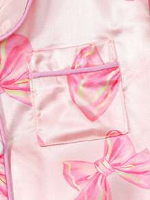 Baby Girls Rompers, Long Sleeve Bow Print Furry Patchwork Button Closure Jumpsuit - Pink - View 4