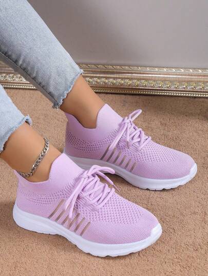 24pcs Women's Vintage Floral Hollow Out Breathable Lace-Up Road Running Shoes, Color Block Design, Lightweight & Thin, Sportswear