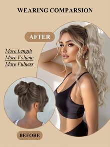 接发 抽绳马尾卷发接发 马尾辫 棕色接发 蓬松卷发夹式接发 马尾辫假发 马尾接发 女士马尾接发 24 英寸