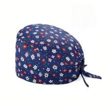 1 pieza Gorra de trabajo con estampado digital para mujeres/Gorra de enfermera, antibacteriana y antipolvo, adecuada para enfermeras, profesionales de belleza, amas de casa y personal de limpieza en instituciones médicas