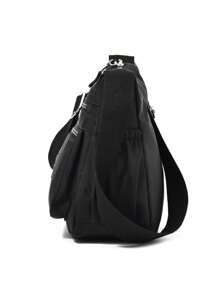 Lightweight Women's Crossbody Bag, Multi-Zipper Shoulder Bag Made Of Water-Resistant Nylon Fabric With Coin Purse