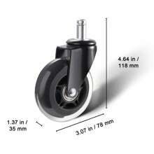 Office Chair Wheels Set Of 5 2'' 3'' Caster Wheels For Hardwood Floors & Carpet Heavy Duty Computer Gaming Desk Casters With 130-440 Lbs Load Capacity Universal Fit - 3 Inches - View 9