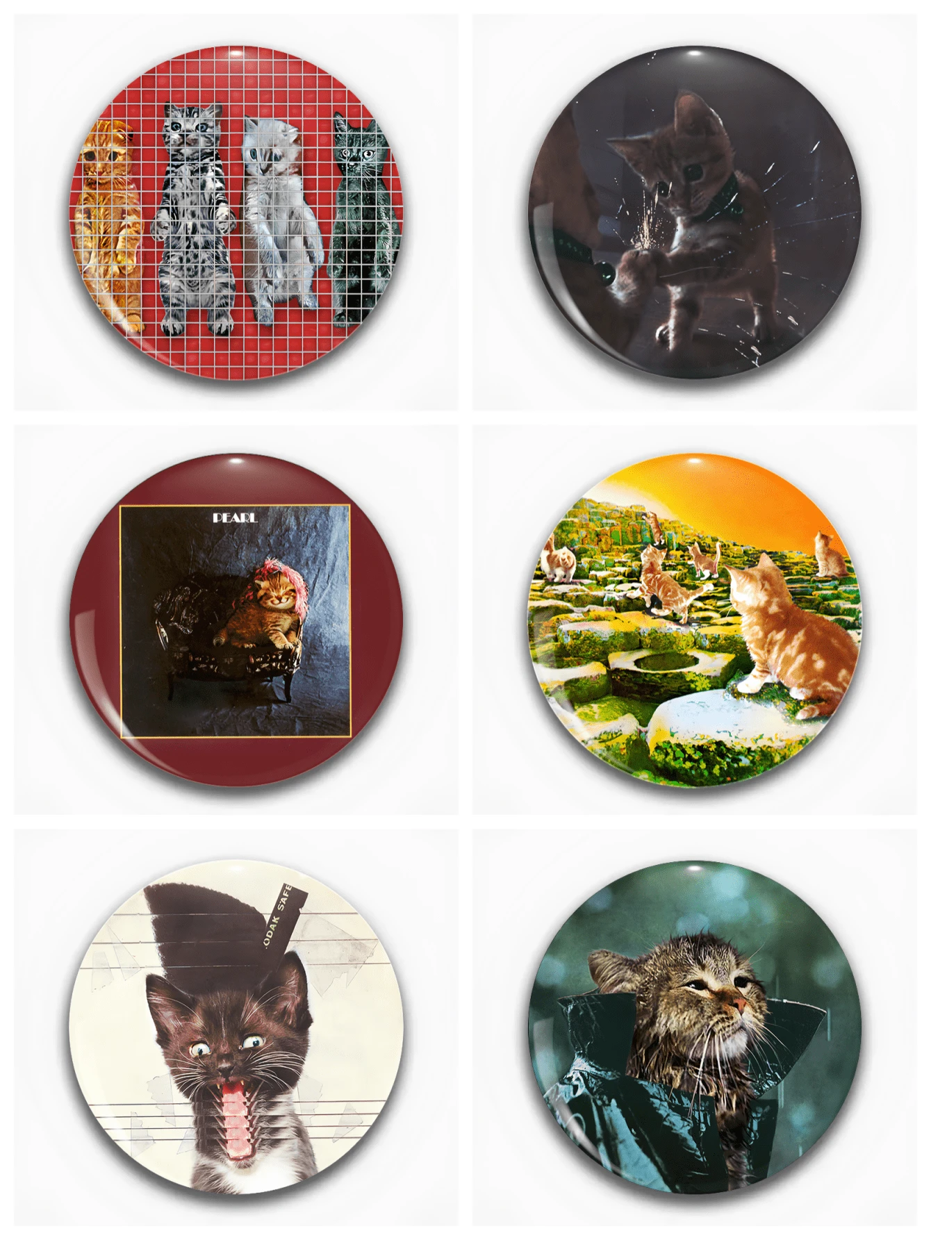 猫音乐专辑胸针，适合衣服、帽子、背包 - 适合朋友、同学和同事的时尚配饰 - 适合任何场合的独特而贴心的礼物