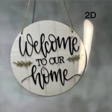 Rustic Wooden Welcome Sign - Farmhouse Holiday Wall Decor, Suitable For Home, Garden, Bar, Office - Indoor & Outdoor Use, Random Hole Style - Multicolor - View 5