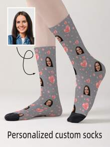 1 Pair Custom Face Socks, Custom Photo Sock, Custom Printed Socks, Personalized Funny Face Socks - Multicolor - View 5