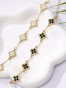 1pc Lucky Clovers 925 Sterling Silver Bracelet Elegant & Gorgeous Simple & Fashionable Design Bracelet For Women, Ideal Choice For Date Night, Graduation Gift Or Daily Wear - Four Leaf Clover - View 7