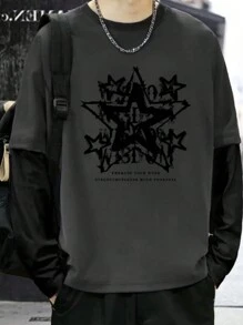 Long Sleeve T-Shirt Lead Streetwear Model: "Star - Embrace Your Wner" - Tumblr Style Special Launch - 深灰色 - 查看 1