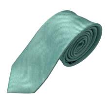 Premium Solid Plain Striped Slim Twill Tie - Mint Blue - View 2