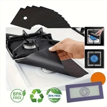 6pcs Reusable Gas Stove Burner Covers, 0.12mm Thick, Non-Stick, Easy To Clean Kitchen Cooking Pad Household Supplies