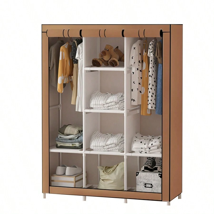 Buildable Closet With Dust-Repellent Fabric, Strong And High-Quality Structure - Practical And Aesthetic Design For Efficient Home Organization - Modular Buildable Closet With Strong And Dust-Repellent Fabric - Practical And Elegant Storage For Clothes And Accessories, Made With Highly Durable Materials, End Of Year Dresses - Dark Brown - View 1