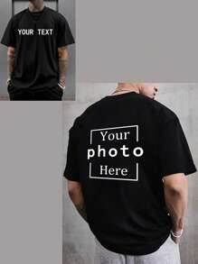 [Personalizado y a medida] Servicio de personalización de camiseta de marca para hombres, compatible con la personalización de textos exclusivos en la parte delantera y patrones creativos/diseños de anime/fotos de pareja/mascota/selfis en la parte trasera, ropa de verano elegante y versátil, ornamentación, estilo Dawg, moda, hipster, sobrio, disfraz fácil, moda modesta, elegancia mínima, personalizado casual, único, regalos personalizados ideales para él, familia, novio, amigos, niños para aniversarios, cumpleaños, vacaciones/vacaciones