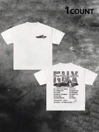 Retro GNX Signature T-Shirt, Unisex New Album Theme T-Shirt, Gildan 5000 Series T-Shirt With Music Album Tracklist Design, Perfect Gift For Rap Music Fans And Collectors