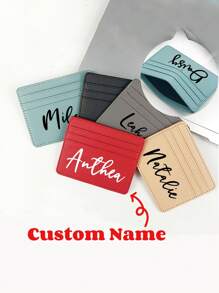 1pc Nova carteira porta-cartões de grande capacidade, compartimentos para vários cartões, estojo compacto de couro PU, personalização de nome/texto, portátil, versátil, leve, funcional, prático, multifuncional, colorido, adorável, engraçado, kawaii, vibrações de férias/férias, minimalista, unissex, lazer, deslocamento, personalizado, exclusivo, personalizado, namorado, namorada, família, mulheres, novatos e trabalhadores de colarinho branco, amigos