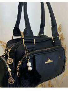 Women Travel Bag Lightweight Small Multi-Pocket Portable Messenger Bag Large Capacity For Daily Commuting Bowling - 黑色 - 查看 1