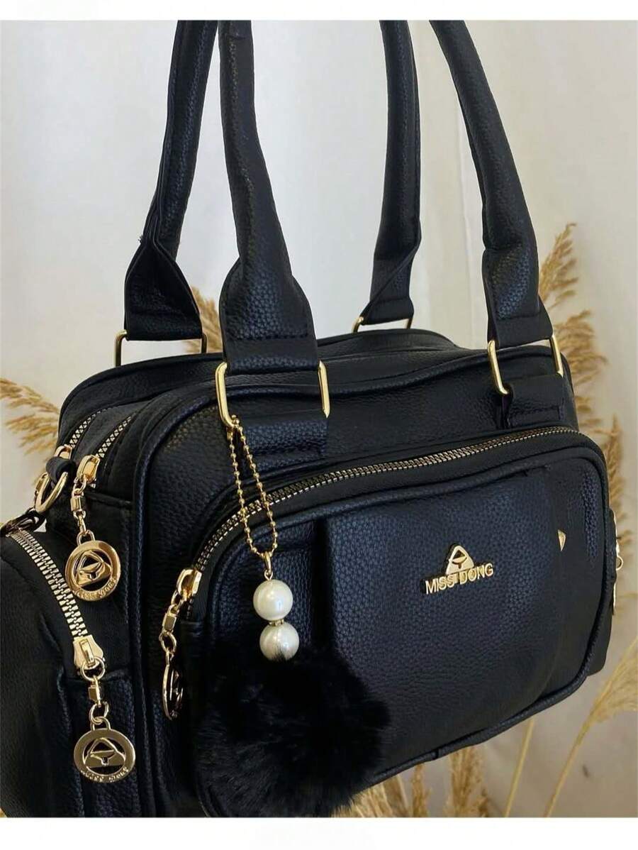 Women Travel Bag Lightweight Small Multi-Pocket Portable Messenger Bag Large Capacity For Daily Commuting Bowling - 黑色 - 查看 1