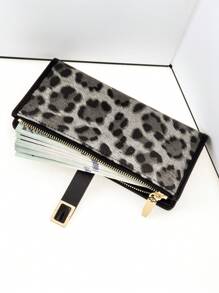 MINGYOU Women's PU Leather Leopard Print Patchwork Contrast Color Fashion Snap Closure Large Capacity Multi-Card Slots Functional Card Holder Coin Purse. Suitable As Holiday Gift. Wallet Purse Wallet Long Wallet - Black - View 5