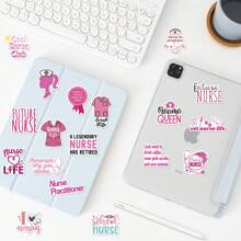 50 张粉色护士贴纸乙烯基美学贴纸剪贴簿、日记、保险杠、滑板、水瓶、卡通、安全帽、汽车贴纸和贴花 - 彩色 - 查看 10