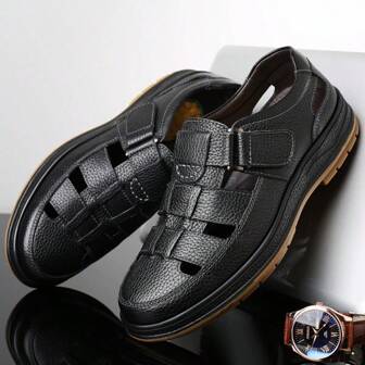 Men's Outdoor Casual Hollow Leather Sandals, Summer