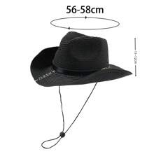 1 Stück unisex Panama Hut, mit Gürtel, Strohhut, Cowboyhut, Strandhut - Hut - Übersicht 6