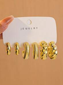 6-12 pièces/set Boucles d'oreilles personnalisées CCB de couleur or à la mode et décontractées