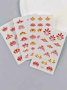 4 SheetEyebrow Center Sticker, Antique Style Girl, Forehead Print Tattoo Sticker