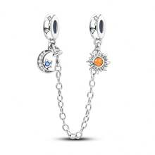 1 pieza Dije de color plateado exquisito con circonita, diseños de palmas, ojos, sol, luna, colibrí, mariposa, infinito, lazo y nudo, cierre de silicona seguro con cadena, adecuado para hacer pulseras, collares y dijes de joyería DIY para mujer y niña como accesorio diario