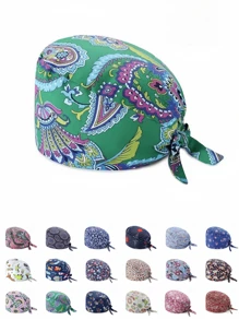 1 pieza Gorra de trabajo con estampado digital para mujeres/Gorra de enfermera, antibacteriana y antipolvo, adecuada para enfermeras, profesionales de belleza, amas de casa y personal de limpieza en instituciones médicas
