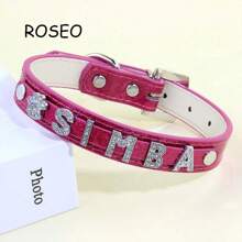 1Pc Custom Letter Collar, Name Collar, Text Collar Necklace, Multicolor Custom Diamond Name Leather Collar For Human, Sparkling Diamond Collar, Handmade Collar For Women, Valentine's Day Gift Custom Women's Necklace, Name Collar, Text Collar Necklace, Role Play Initials Necklace, Gift For Her