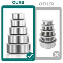 airskyce 5 Packs Stainless Steel Storage Containers With Sealed Food Storage Containers With Lid, Kitchen Storage Containers, High Pasta Kitchen Jars And Food Storage Cabinets - Silver - View 6