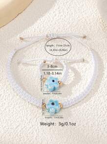 2 pièces Set de bague et bracelet tissé floral fait main, style minimaliste convenant aux femmes, pour un usage quotidien, les vacances, la Saint-Valentin, la mère, la fête des mères, cadeau